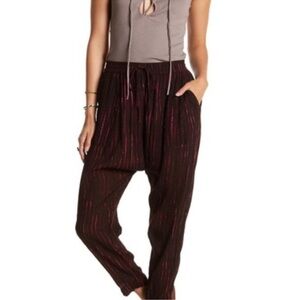 FREE PEOPLE Dream On Brown and Pink Harem Pants